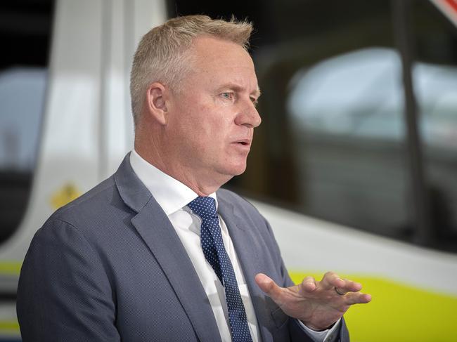 Tasmanian Health Minister Jeremy Rockliff at Ambulance Tasmania, Hobart. Picture: Chris Kidd