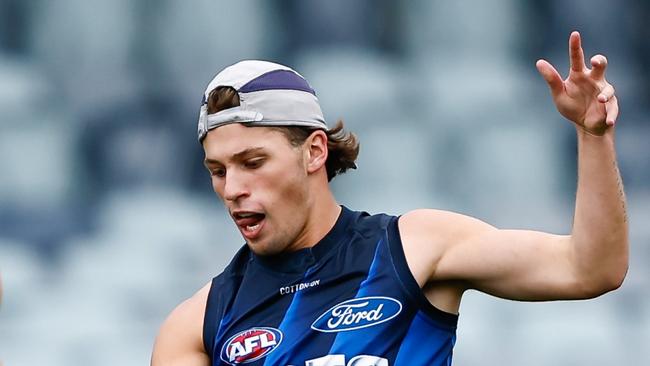 GEELONG, AUSTRALIA - MAY 10: Jhye Clark of the Cats in action during the Geelong Cats training session at GMHBA Stadium on May 10, 2023 in Geelong, Australia. (Photo by Dylan Burns/AFL Photos via Getty Images)
