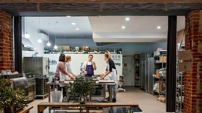 Matteo Carboni with students at his Casa Carboni cooking school in Angaston, SA.