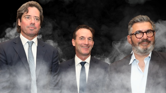 AFL CEOs Gillon McLachlan, Andrew Dillon and Andrew Demetriou