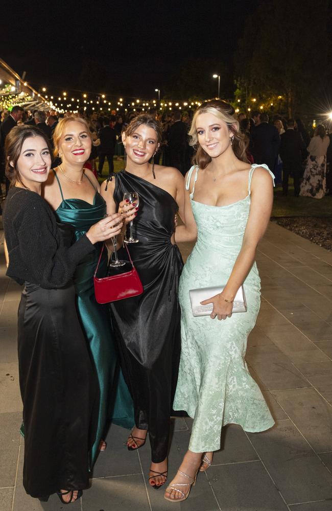 At LifeFlight Toowoomba Gala are (from left) Chloe Gallagher, Amanda Harvey, Abbey Phipps and Torrie Rasmussen at The Goods Shed. Picture: Kevin Farmer