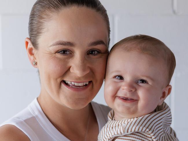 Ash Barty and her son Hayden are the faces of this year's BONDS Baby Search. Picture: Nic Morley/Supplied