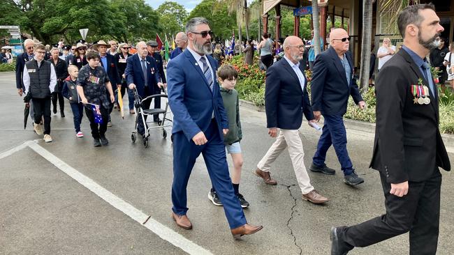 The midmorning Anzac Day march in Grafton. Picture: Odessa Blain