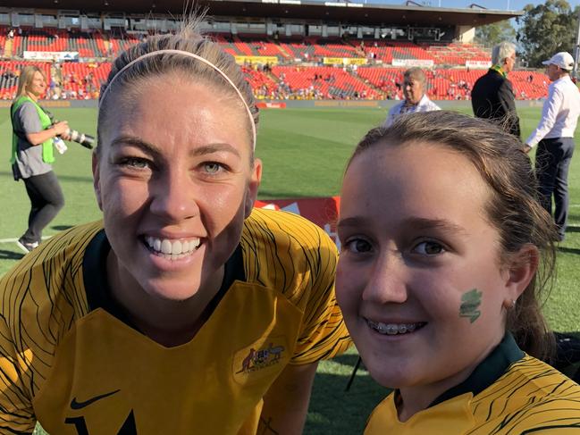 Danielle with Matildas player Alanna Kennedy. Picture: Supplied