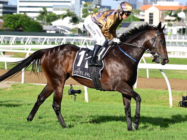 Party For Two wins the $500,000 QTIS Jewel 3YO on the Gold Coast for jockey Nikita Beriman and trainers Matt Hoysted and Steve O'Dea. Picture: Grant Peters, Trackside Photography