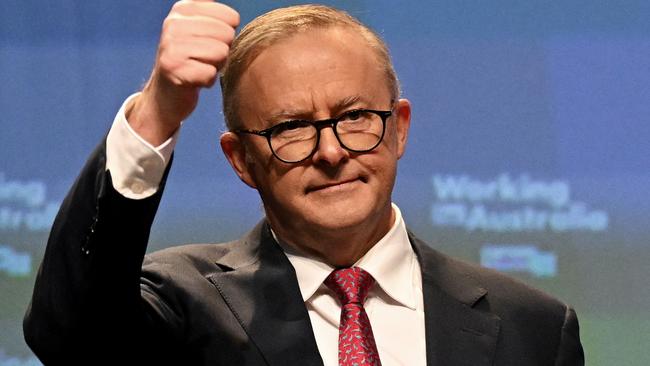 Prime Minister Anthony Albanese during the 49th ALP National Conference in Brisbane on Saturday. Picture: Dan Peled / NCA NewsWire