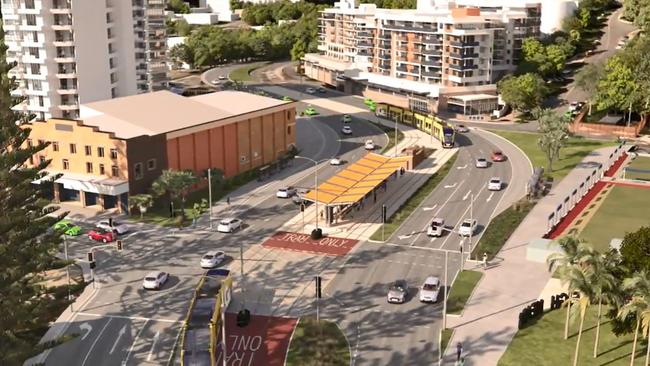 Gold Coast Light Rail Stage 3A Burleigh Heads station artist impression