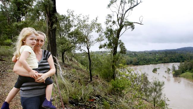 Tracey Graham of Walloon and her daughter Ashleigh, 4, enjoyed the view of the Brisbane River at Chuwar. Picture: David Nielsen