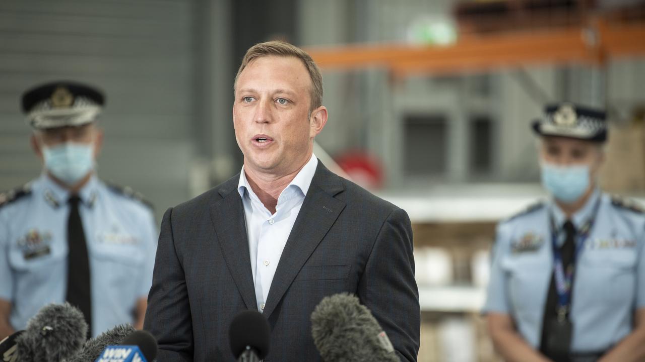 Deputy Premier Steven Miles at the Wellcamp quarantine hub on Wednesday, February 16, 2022. Picture: Nev Madsen.