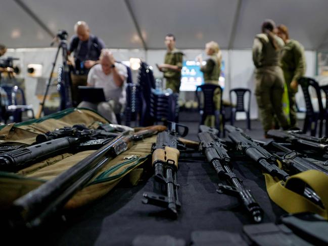 A Hezbollah arms cache seized by Israel last month. Picture: AFP