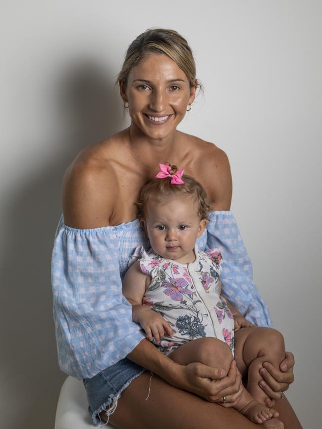 Kim Ravaillion with daughter Georgie. Picture: Mark Cranitch