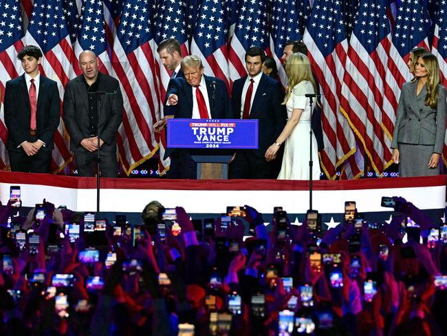 Former US President and Republican presidential candidate Donald Trump arrives for an election night event. Picture: AFP