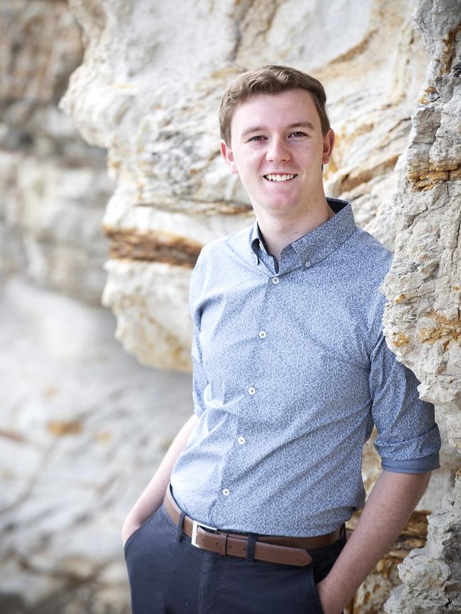 2021 Tasmanian Young Australian Of The Year Toby Thorpe at home on Kingston Beach. Picture: CHRIS KIDD