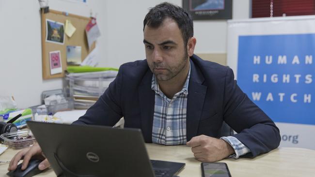 Omar Shakir at his office in Ramallah on Tuesday. Picture: AP