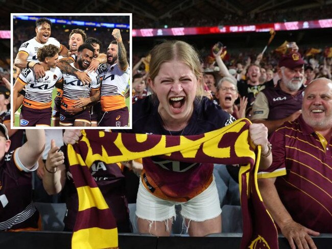 Broncos players and fans celebrate