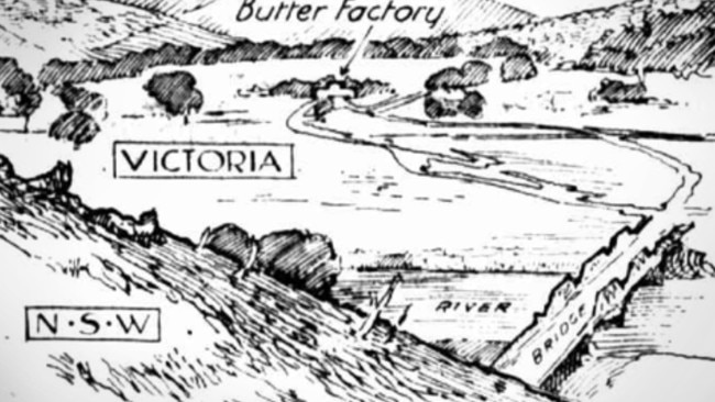 A newspaper sketch of the shooting site. Picture: Trove