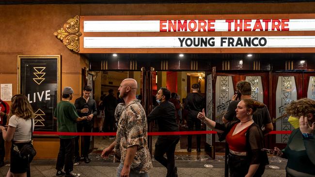 Patrons file past the Enmore Theatre, where controversial British author Douglas Murray is scheduled to speak next month. Picture: Leigh Roberts