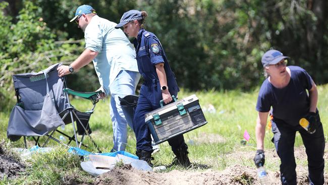 Police investigating the suspected murders of Robyn Hickie and Amanda Robinson in 1979 are digging up specific areas of the old Kanangra scout camp at Nords Wharf after ground-penetrating radar identified three areas of soil which had been previously excavated. Picture: NCA NewsWire / Peter Lorimer.