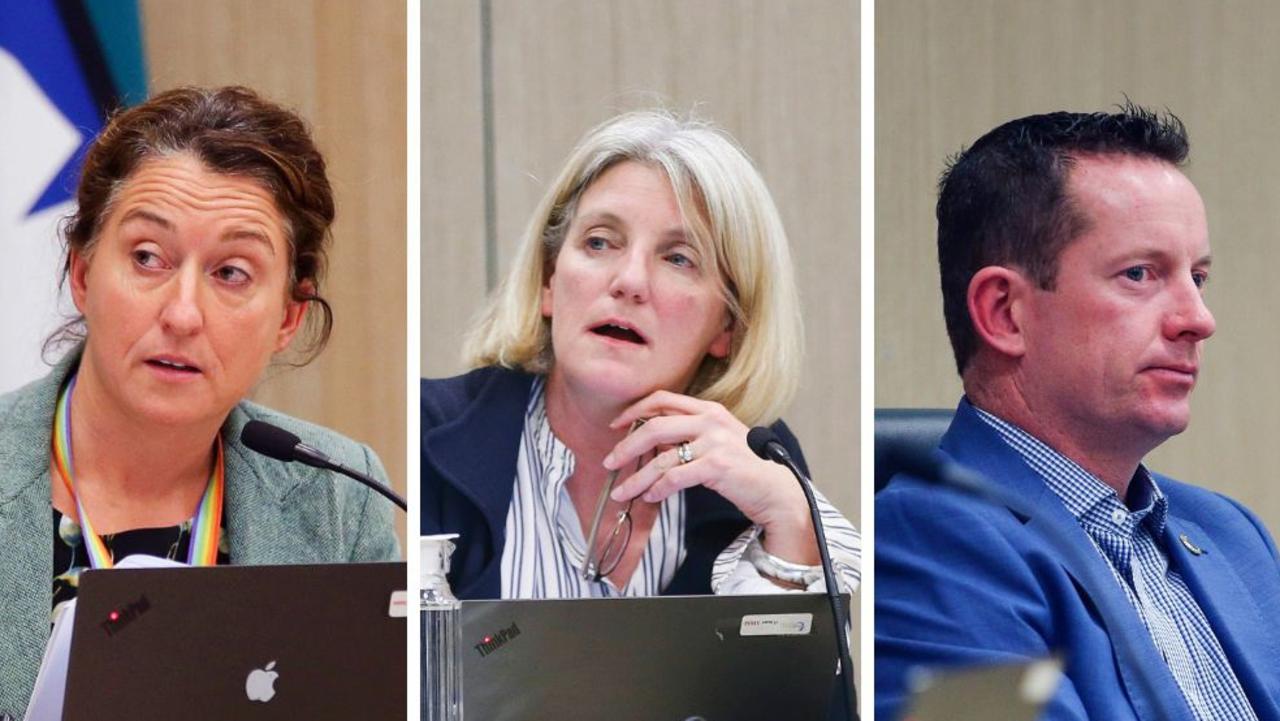 Surf Coast Shire Council adopted its 2023-24 budget on Tuesday night. Pictured are mayor Liz Pattison, chief executive Robyn Seymour and councillor Paul Barker. Pictures: Alan Barber