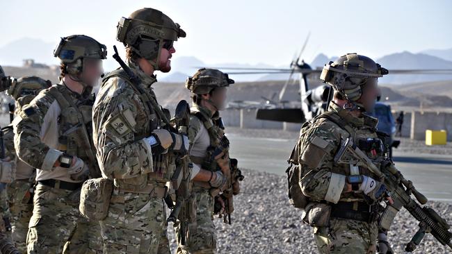 Ben Roberts-Smith in mid-2010 alongside anonymised SAS comrades. Many are testifying for and many against him in his defamation trial against Nine newspapers.