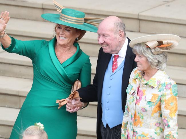 Sarah, Duchess of York at the wedding of Princess Eugenie and Jack Castle on October 12, 2018 in Windsor. (Photo by Andrew Matthews – WPA Pool/Getty Images)