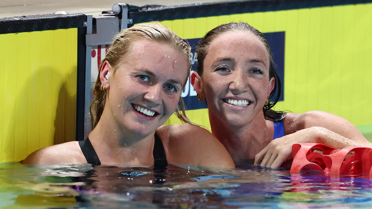 Ariarne Titmus and Lani Pallister. Photo by Chris Hyde/Getty Images.