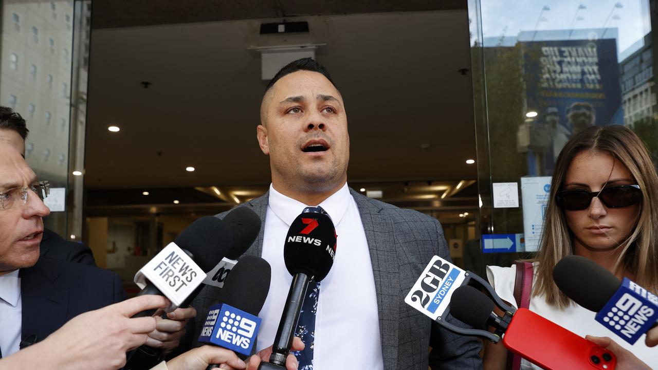 Hayne spoke to media after the verdict. Picture: Jonathan Ng