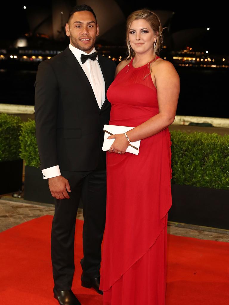 Jesse Ramien and his partner Taylah Veacock. Picture: Getty Images