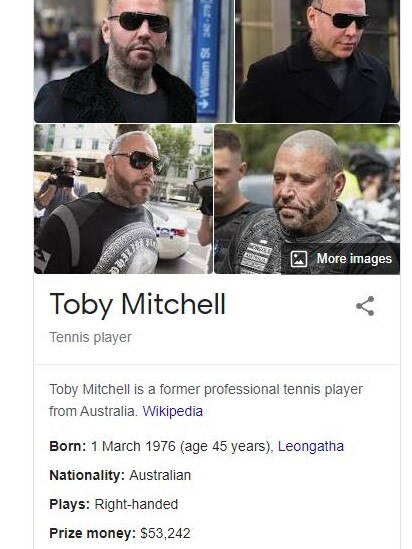 Toby Mitchell the tennis player. Picture: Google