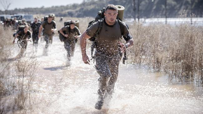 Sam Burgess leads the pack during an SAS Australia challenge.