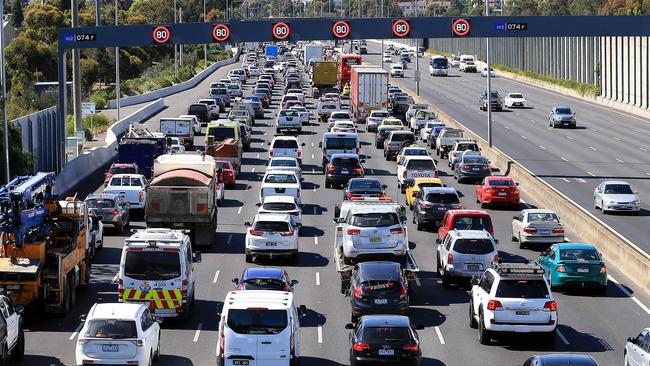 Police are cracking down on drivers parked illegally on the Tullamarine Freeway. Picture: Mark Stewart