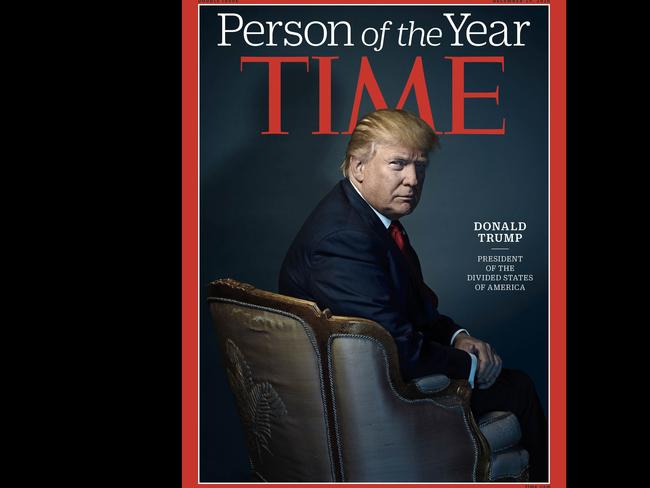 Mr Trump was named Person of the Year in 2016. Picture: Time/AFP