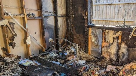 One of the children’s bedrooms after the fire.