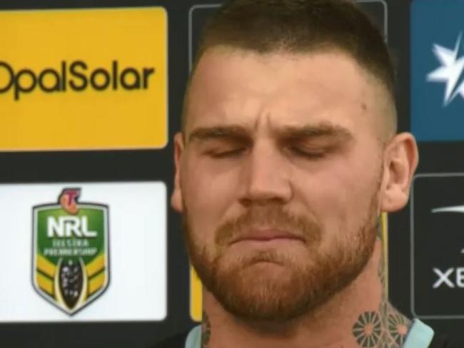 An emotional Josh Dugan at a press conference today. Speaking on how he's a big target for media comments. Source - Fox Sports