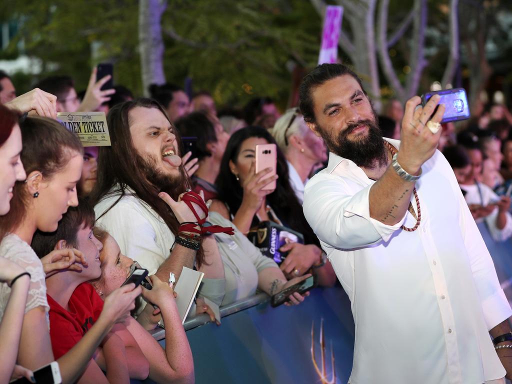 Aquaman movie - Gold Coast. Jason Momoa at the Australian premiere of Aquaman. Picture: NIGEL HALLETT