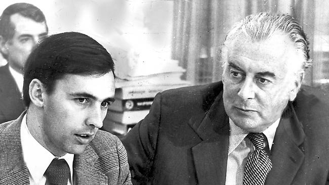 Gough Whitlam in 1974, pictured with Paul Keating, said in his mini-budget that circumstances had changed.