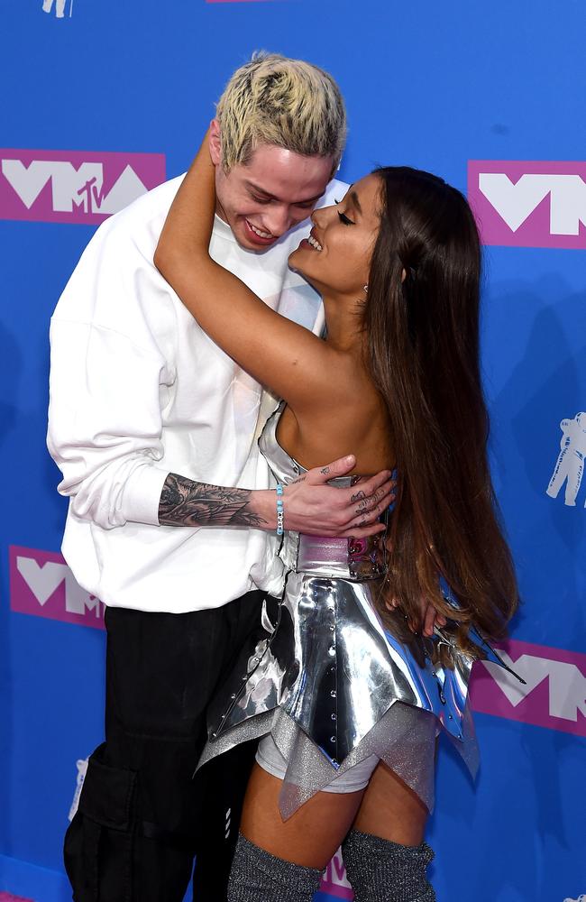 Happier times: Pete Davidson and Ariana Grande at the 2018 MTV Video Music Awards. Picture: Getty 