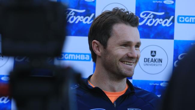 Geelong’s Patrick Dangerfield at GMHBA Stadium on Monday. Picture: Peter Ristevski