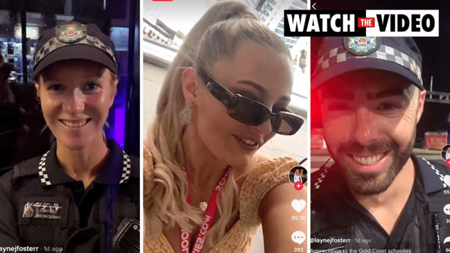 Viral TikTok showing Gold Coast Police smiling during Schoolies 2021