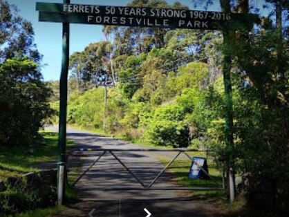 The entrance to the Forestville Ferrets Junior Rugby League Football Club's ground at Forestville Park where would-be thieves used bolt cutters to cut the padlock on the gate. Picture: Supplied