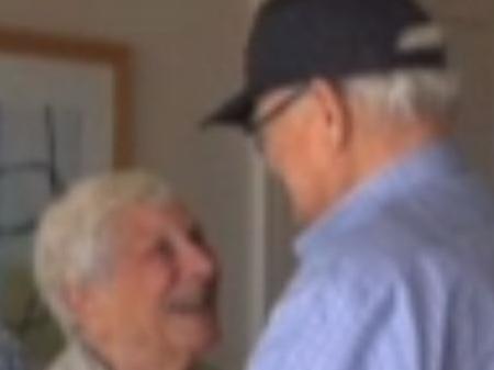 FRAME GRAB FROM TEN EYEWITNESS NEWS MUST CREDIT WORLD War II paratrooper Norwood Thomas is proof that love really never dies — he’s crossed the world to reunite in Adelaide with the girlfriend he lost more than 70 years ago. The American veteran, 93, arrived at Adelaide airport this morning — he would have travelled further if he had to — to wrap his arms around the woman who broke his heart all those years ago. Accompanied by his son Steve, a weary but clearly happy Mr Thomas was wheeled to a waiting car and helped in to the front seat. “I sure appreciate all the help that we’ve had getting here,” Mr Thomas said. Steve Thomas confirmed his father had endured a long and demanding trip to be in Adelaide to meet Joyce who was an 18-year-old girl in England the last time they met. “It’s been 71-years in the making and it’s been a long trip ... three days ... so we’re hoping everything works out really nice and we’re really looking forward to it,” he said. “Yes I’m sure there will be (tears) ... especially when we leave.” Joyce Morris was a beautiful 16-year-old English girl who fell for a handsome soldier she met by the River Thames in 1944. War tore them apart but they wrote for a while until young Joyce opened a letter from her “Tommy” asking her to join him in the US. He was sure she was the one but she somehow misunderstood his proposal and turned him down. Both went on to marry other people. Mrs Morris moved to Australia with her husband but later divorced him and Mr Thomas had a happy marriage for 56 years until his wife died in 2001. TEN EYEWITNESS NEWS MUST CREDIT