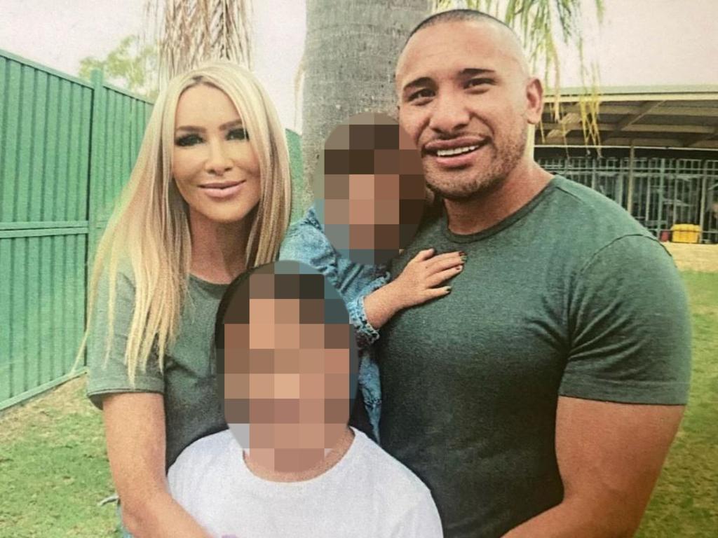 Jamil Hopoate and his family on a prison visit while he was serving time for a cocaine importation. Picture: Supplied.