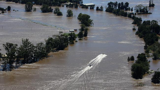 An aerial view of Windsor in the western Sydney region where devastating floods hit earlier this year. Picture: NCA NewsWire / Gaye Gerard