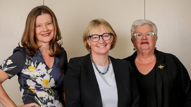 Judge Andrea Tsalamandris, Judge Amanda Chambers and Magistrate Anne Goldsbrough. Picture: Nicole Cleary