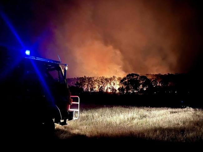 Firefighters battling the Creswick bushfire. Picture: Facebook/Coimadai Fire Brigade