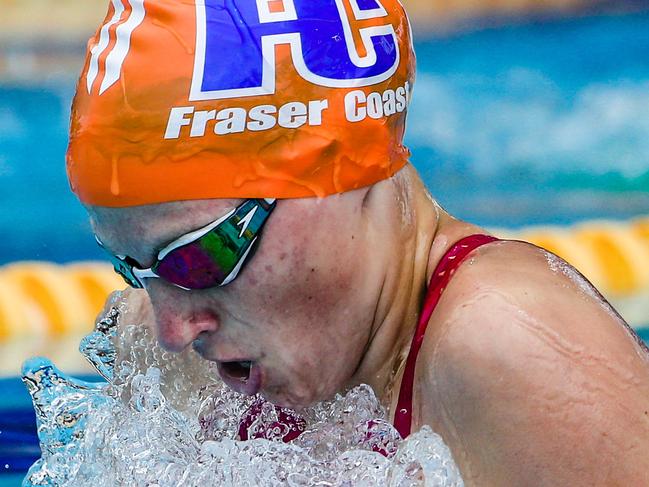 Fraser Coast’s Elizabeth Carpenter shows her determination. Picture: Glenn Campbell