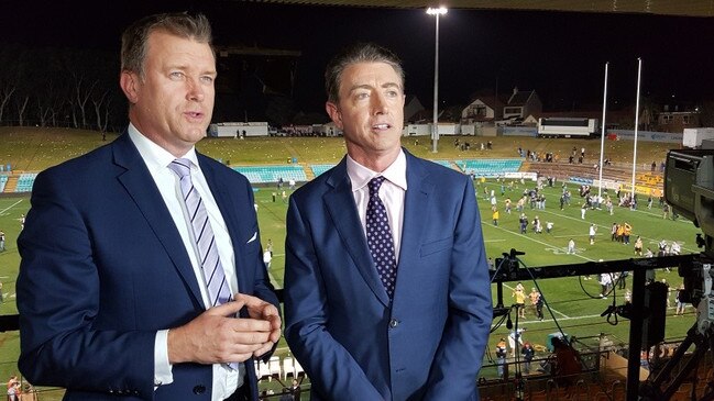 Andrew Voss and Greg Alexander in action for Fox League. NRL Imagery