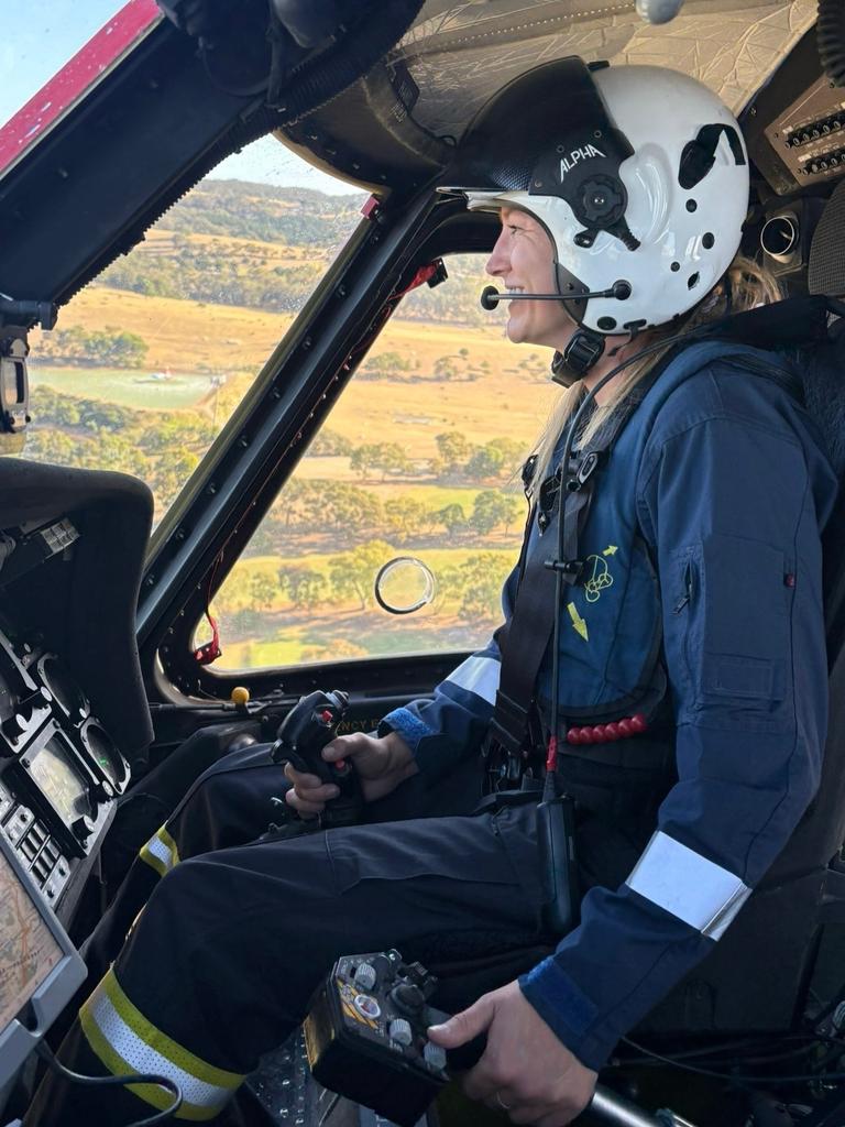 Lucy Nadebaum flying a Black Hawk helicopter. Picture: Supplied