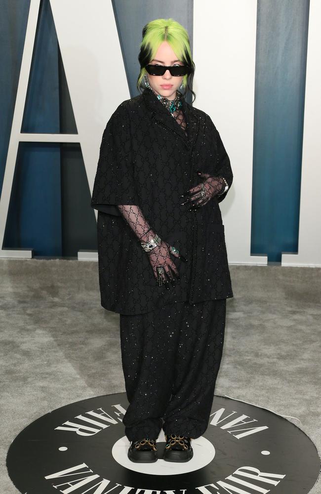 Billie Eilish swapped Chanel for Gucci at Vanity Fair’s pos-Oscars party. Picture: AFP