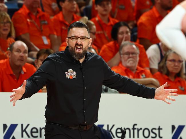 Taipans head coach Adam Forde will be looking for his side to end a five game losing streak at the hands of the Wildcats on Thursday night. Picture: Brendan Radke